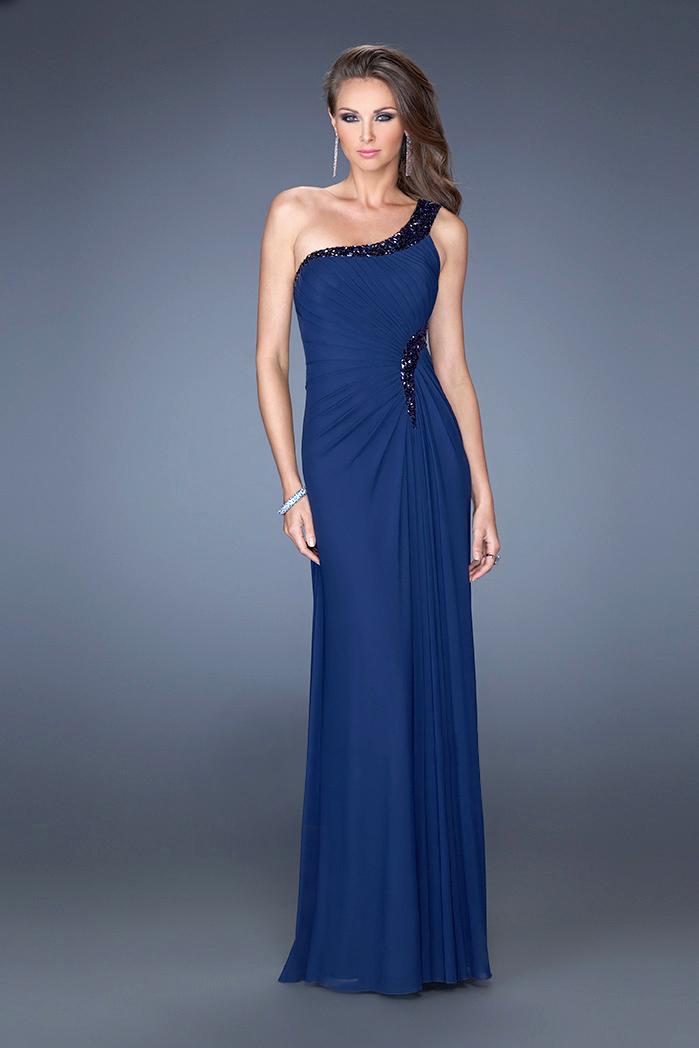 La Femme - 19435 Bejeweled One Shoulder Gown