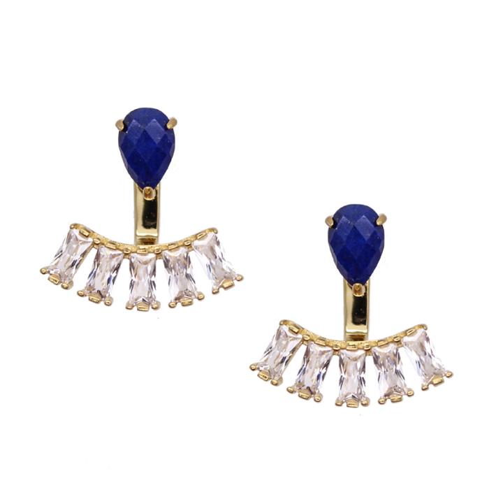 Rachael Ryen - Teardrop Baguette Ear Jackets - Lapis
