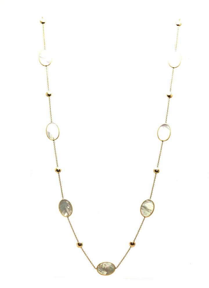 Tresor Collection - Pearl Flat Oval Long Necklace In 18k Yellow Gold