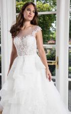 Rachel Allan Bridal - Tiered Ruffles Floral Lace Applique Gown M603