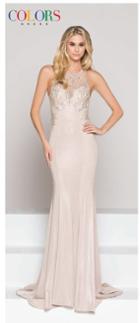 Colors Dress - 1911 Embellished Illusion Halter Sheath Dress