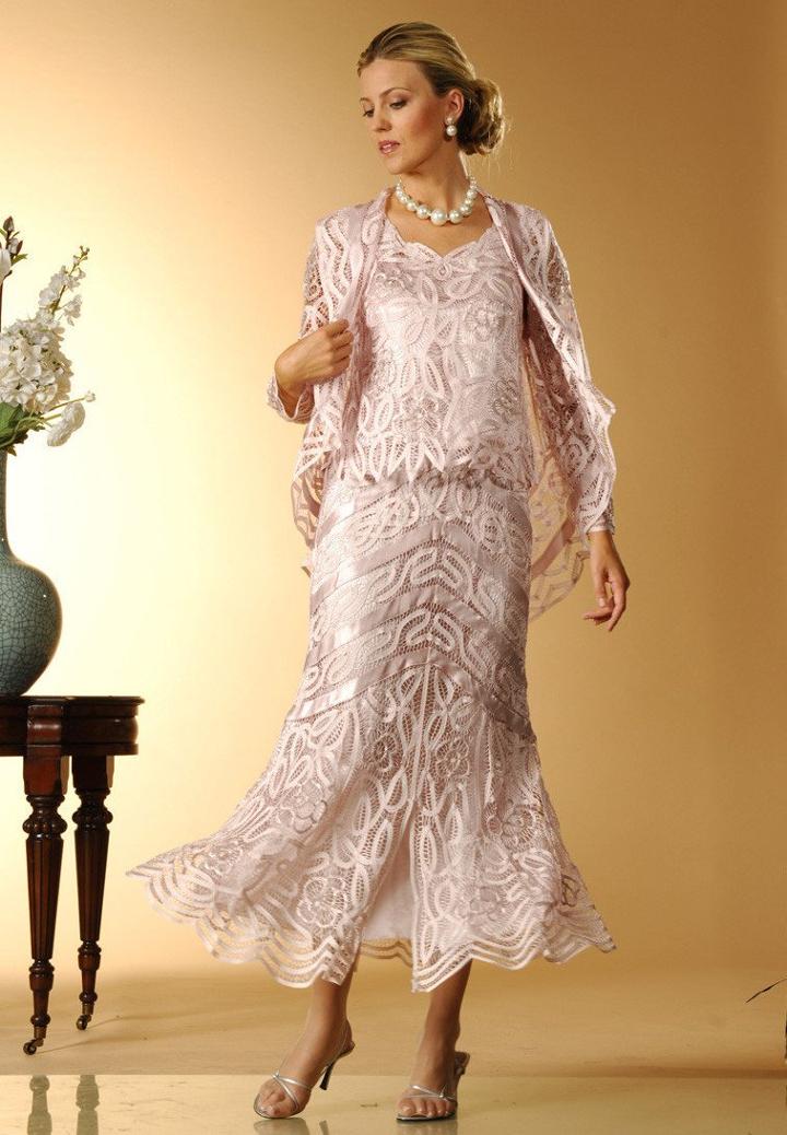 Soulmates - D7068x Queen Crochet Lace Straps Three Pieces Gown