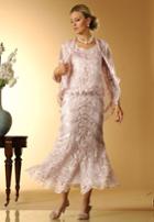 Soulmates - D7068x Queen Crochet Lace Straps Three Pieces Gown