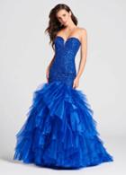 Ellie Wilde - Ew118016 Strapless Sweetheart Tiered Ruffle Trumpet Gown