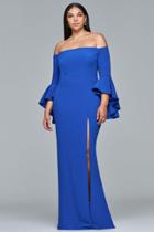 Faviana - 9426 Off Shoulder Fitted Gown With Slit
