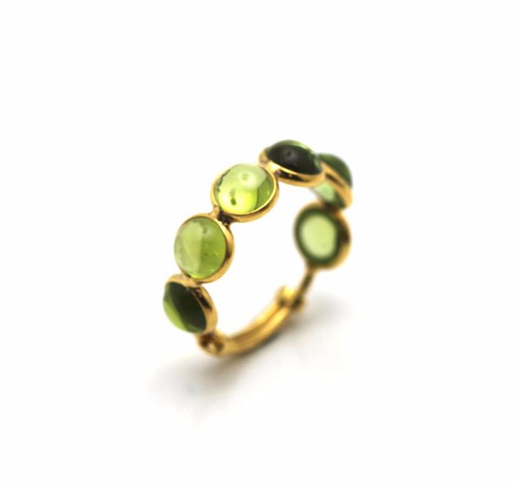 Tresor Collection - Peridot Smooth Round Ring With Adjustable Shank In 18k Yellow Gold