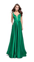 La Femme - 25455 Plunging Sweetheart Satin A-line Gown