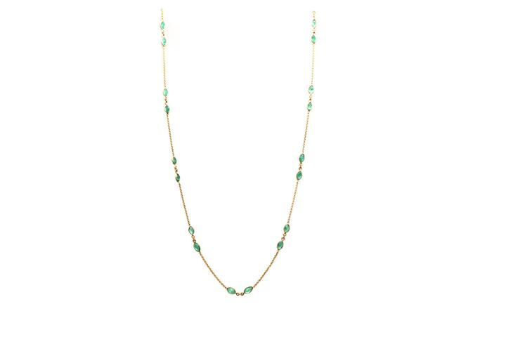 Tresor Collection - 18kt Yellow Gold Necklace With Emerald Marquise