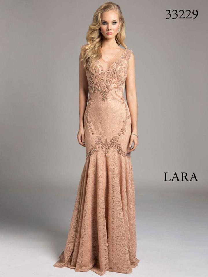 Lara Dresses - Embellished Sheer Trumpet Evening Gown 33229