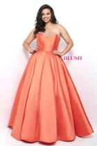 Blush Too - Mikado Strapless Pleated A-line Evening Gown 5626w