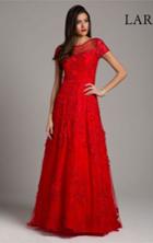 Lara Dresses - 29960 Lace Appliqued Illusion A-line Gown