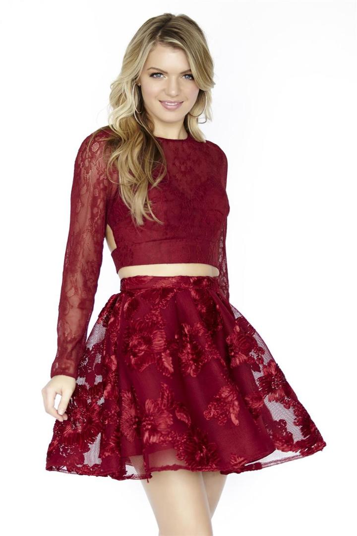 Jolene Collection - 17513 Long Sleeve Two-piece Cocktail Dress