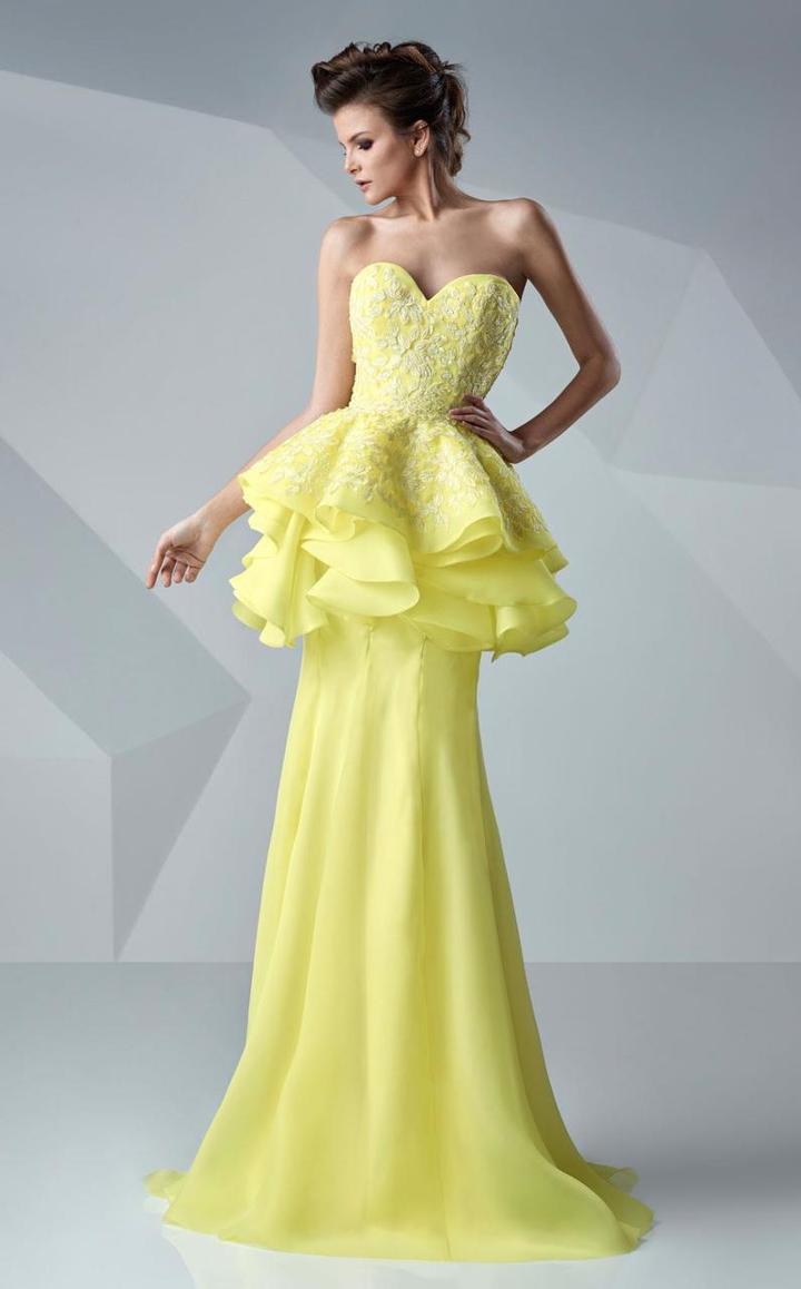 Mnm Couture - Strapless Floral Ruffled Long Gown G0659