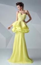 Mnm Couture - Strapless Floral Ruffled Long Gown G0659