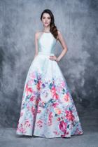 Nina Canacci - 1386 Beaded Halter Neck Floral Ballgown