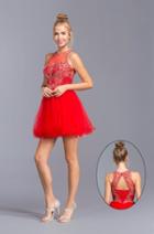 Aspeed - S1954 Bedazzled Illusion Halter Homecoming Dress