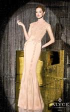 Alyce Paris - Lace High Neck Trumpet Gown In Pink Champagne 29662