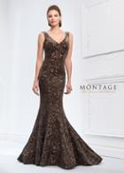 Ivonne D For Mon Cheri - 218d28 Sequined V-neck Velvet Mermaid Dress