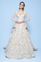 Mnm Couture - N0240 Long Sleeve Sequined Floral Ballgown
