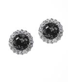 Cz By Kenneth Jay Lane - Classic Black Cz Pave Round Pierced Stud Earring