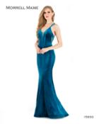 Morrell Maxie - 15933 Sleeveless Velvet Deep V-neck Trumpet Dress