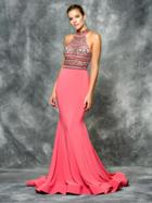 Colors Dress - 1701 Halter Neck Trumpet Evening Gown