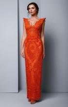 Beside Couture By Gemy - Bc1314 Lace Appliqued V Neck Evening Dress