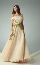 Beside Couture - Bc1198 Off-shoulder Floral Applique Gown