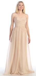 May Queen - Strapless Sweetheart Ruched Top Chiffon Long Dress Mq917