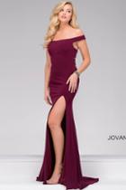 Jovani - Fitted Jersey Off The Shoulder Prom Dress 49369