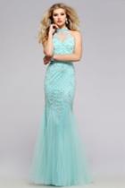 Faviana - S7732 Beaded High Halter Neck Trumpet Gown