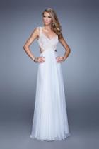 La Femme - 20710 Ornate Lace Cutout A-line Gown