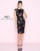 Mac Duggal - 40857n Floral Embroidered Sequin Knee Length Dress