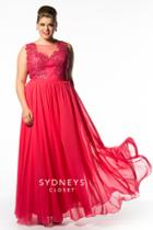 Sydney's Closet - Sc7158 Plus Size Dress In Watermelon