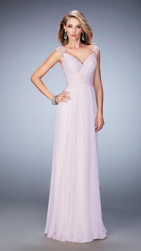 La Femme - 21925 Bedazzled Chiffon A-line Dress