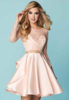 Tiffany Homecoming - 27167 Mock Two Piece Embellished Lace Mikado Dress