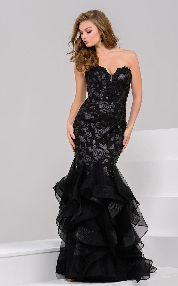 Jovani - 37291 Floral Sweetheart Lace Mermaid Dress