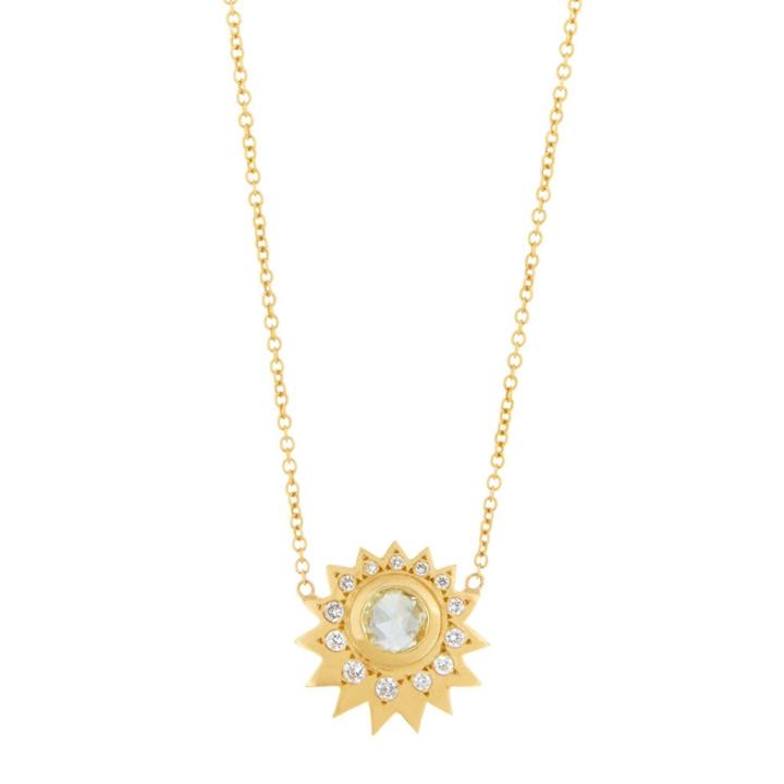 Logan Hollowell - Yellow Rose Cut Diamond Sun Necklace