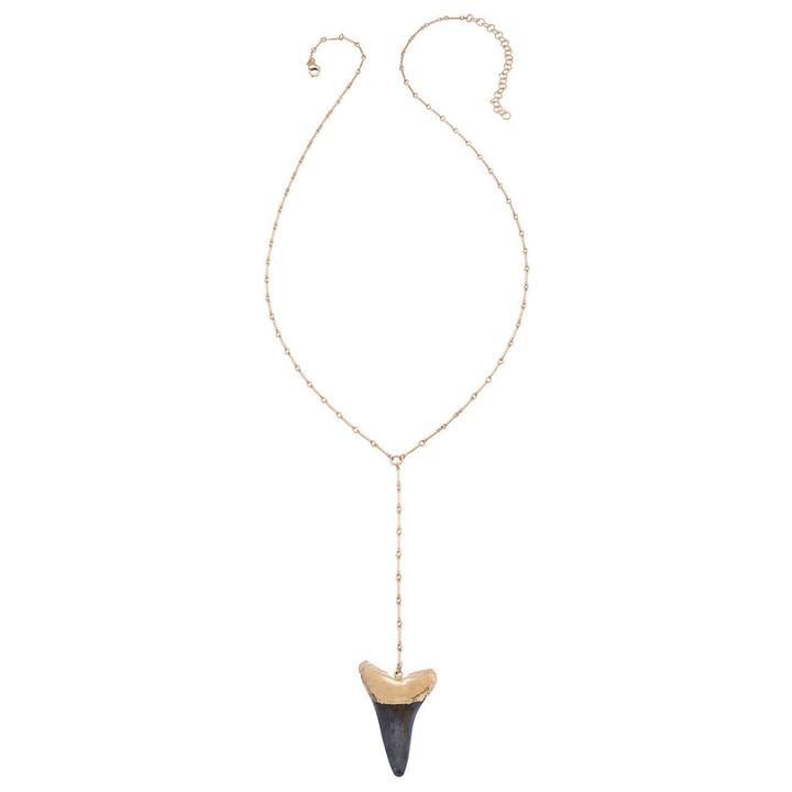 Heather Hawkins - Bar Chain Y Necklace - Mako Shark Tooth
