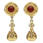 Ben-amun - Royal Charm Ruby Stone Gold Ornate Drop Earrings