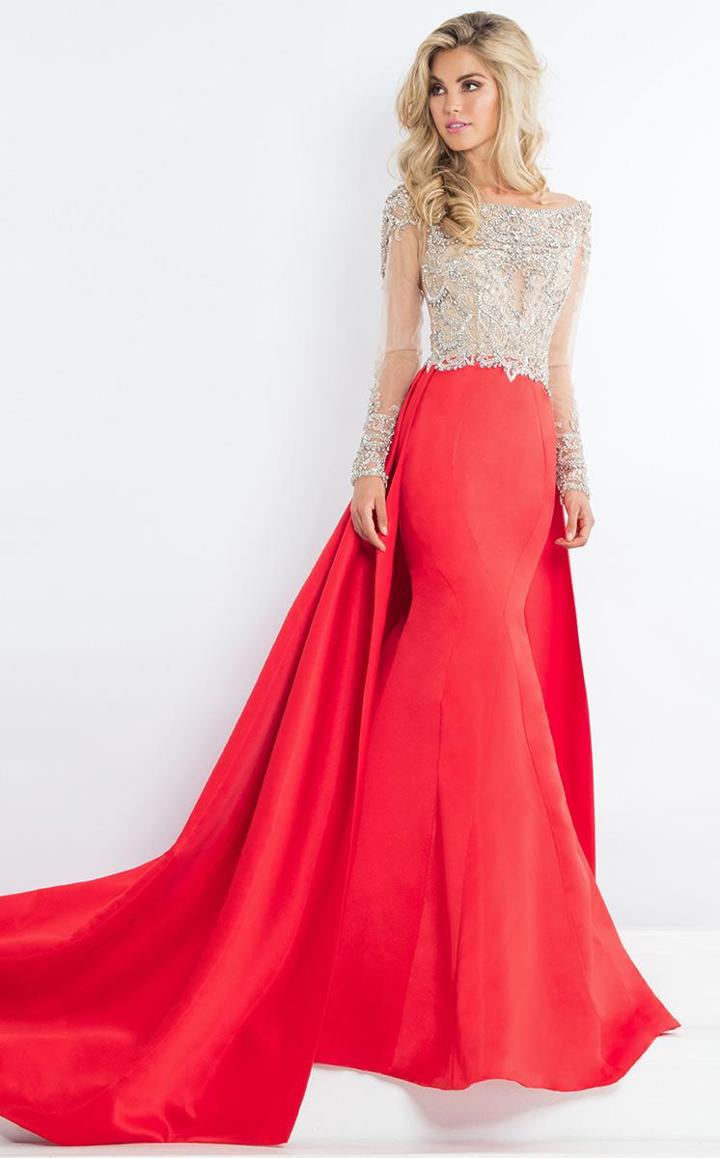 Rachel Allan Prima Donna - 5953 Long Sleeve Beaded Lace A-line Gown