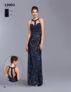 Aspeed - L2002 Sequined Halter Sheath Prom Dress
