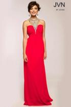 Jovani - Jeweled And Ruched Halter Neck Empire Waist Sheath Dress Jvn98641