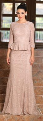 May Queen - Quarter Length Sleeve Laced Bateau Neck Mother Of The Bride Dress Mq1265b