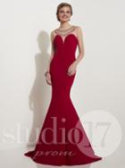Studio 17 - Elegant Beaded And Embellished Illusion Bateau Jersey Gown 12618