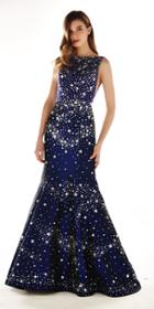 Angela And Alison - Sparkling Star Print Trumpet Long Evening Gown 771058