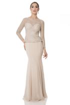Terani Couture - Pearl Encrusted Illusion Neck Fit And Flare Mother Of The Bride Gown 1611m0628a