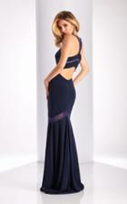 Clarisse - 3043 Chevron Panel Illusion Gown