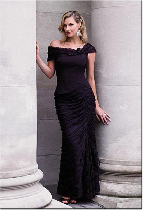 Daymor Couture - 5029 Asymmetrical Off-shoulder Lace Gown