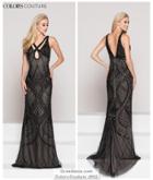 Colors Couture - J062 Sleeveless Beaded Lace Evening Gown